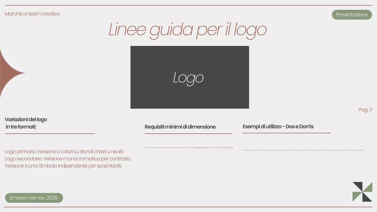 Presentazione delle linee guida del marchio moderno grigio