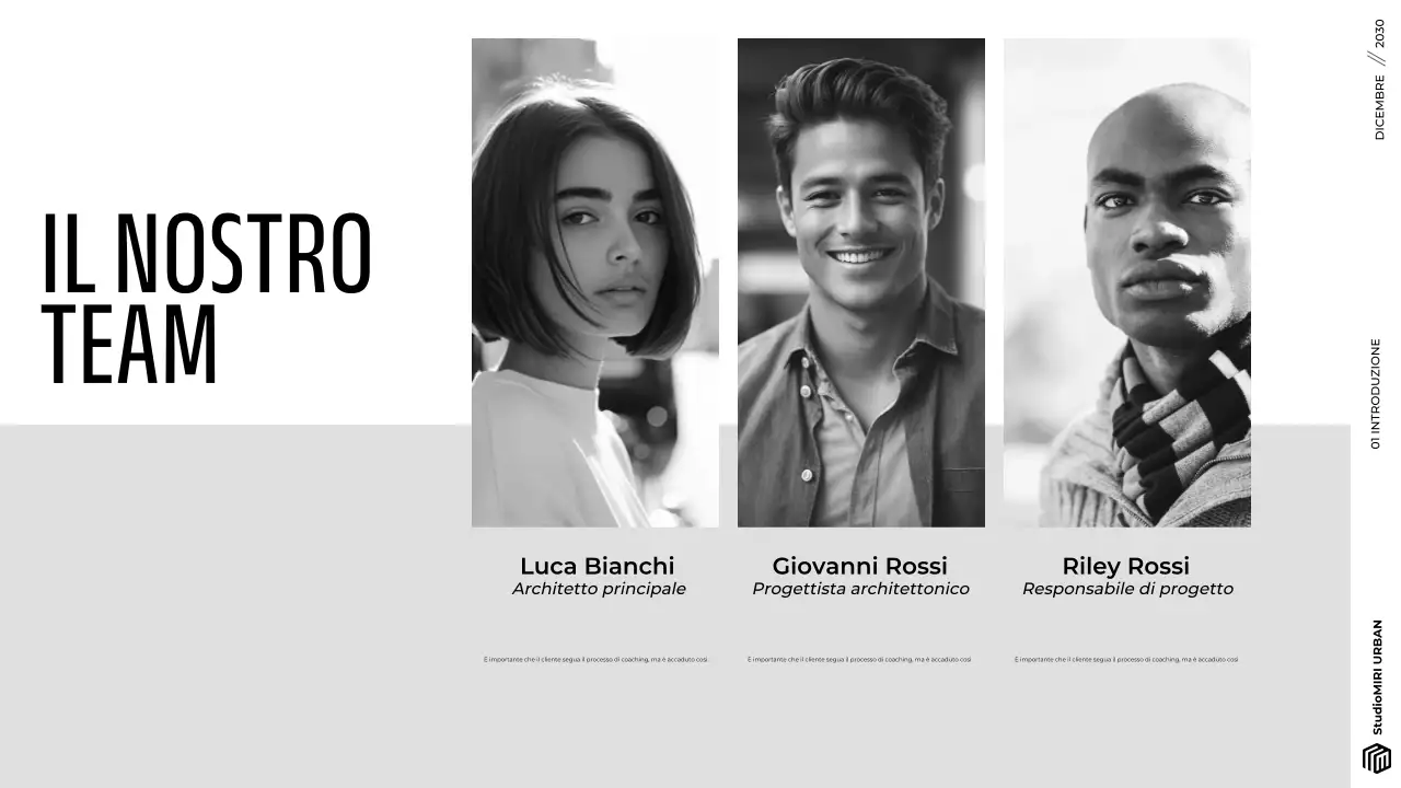 Presentazione del portafoglio di architettura moderna, grigia e minimalista