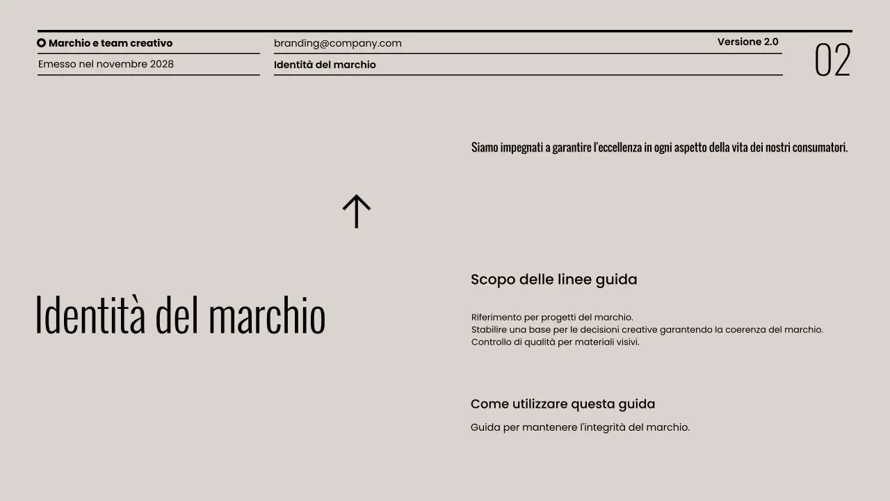 Presentazione minimalista delle linee guida del marchio