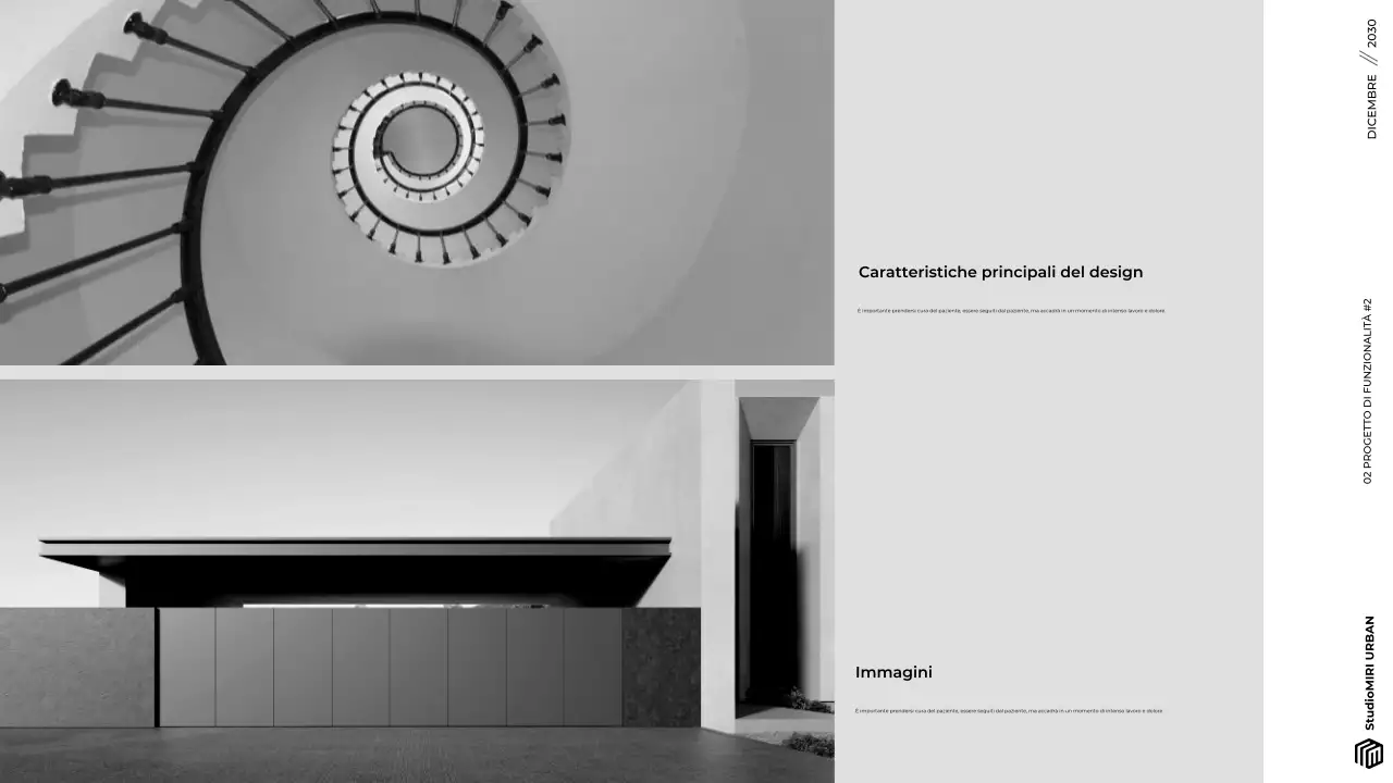Presentazione del portafoglio di architettura moderna, grigia e minimalista