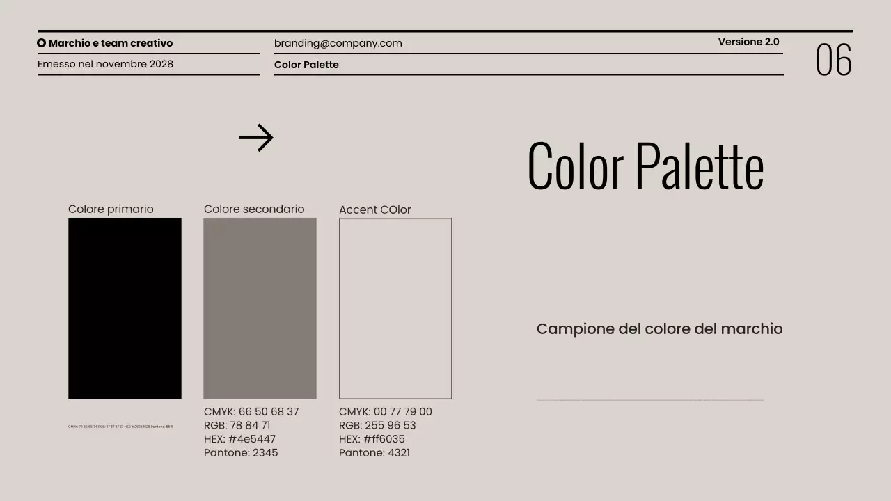 Presentazione minimalista delle linee guida del marchio