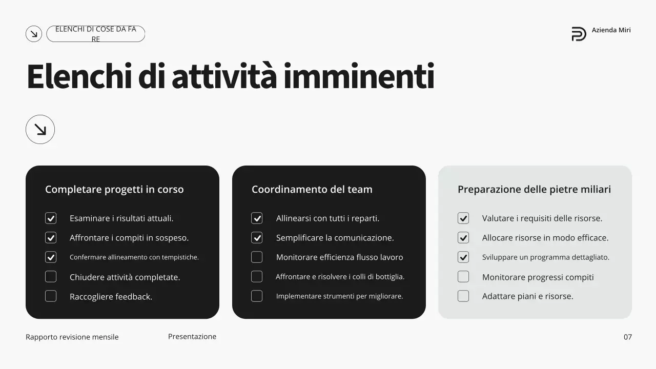 Rapporto di revisione mensile grigio e verde, moderno e minimalista