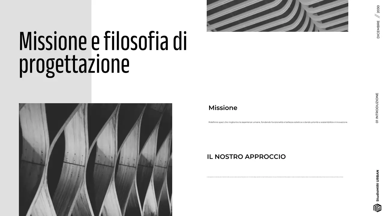 Presentazione del portafoglio di architettura moderna, grigia e minimalista