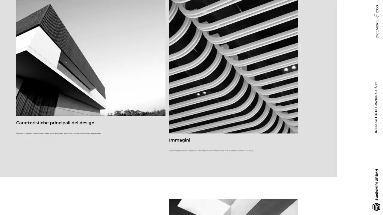 Presentazione del portafoglio di architettura moderna, grigia e minimalista