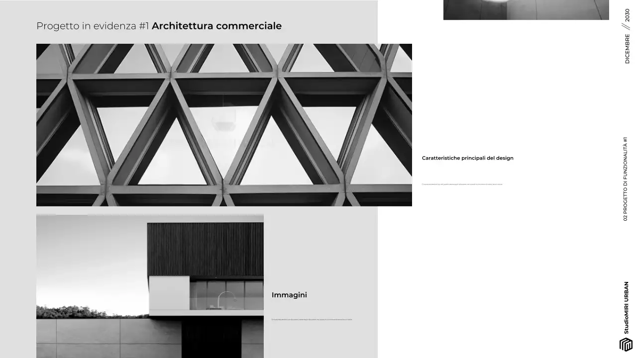 Presentazione del portafoglio di architettura moderna, grigia e minimalista
