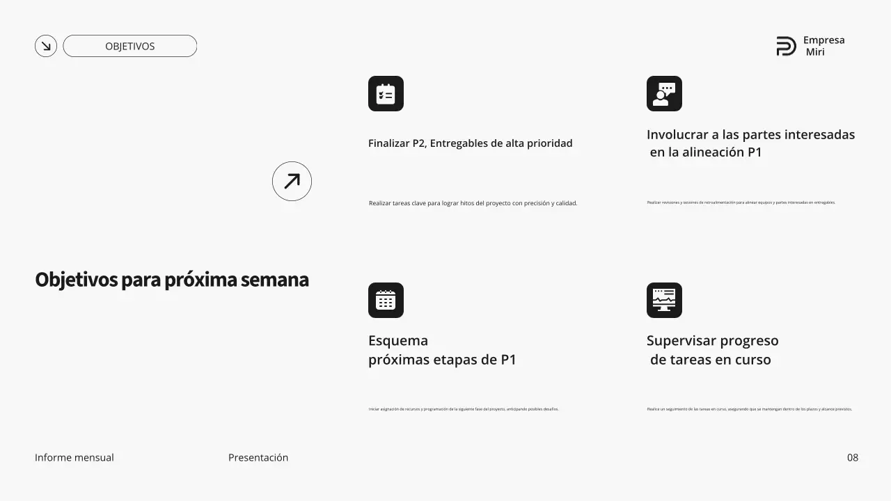 Informe mensual minimalista moderno en gris y verde