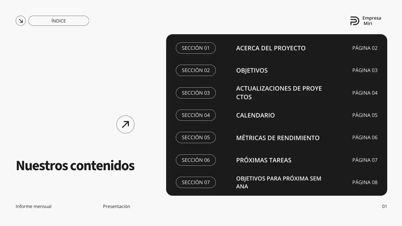 Informe mensual minimalista moderno en gris y verde