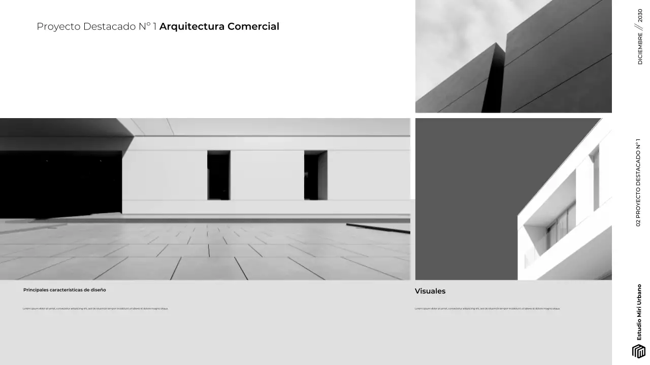 Presentación de cartera de arquitectura minimalista gris moderna