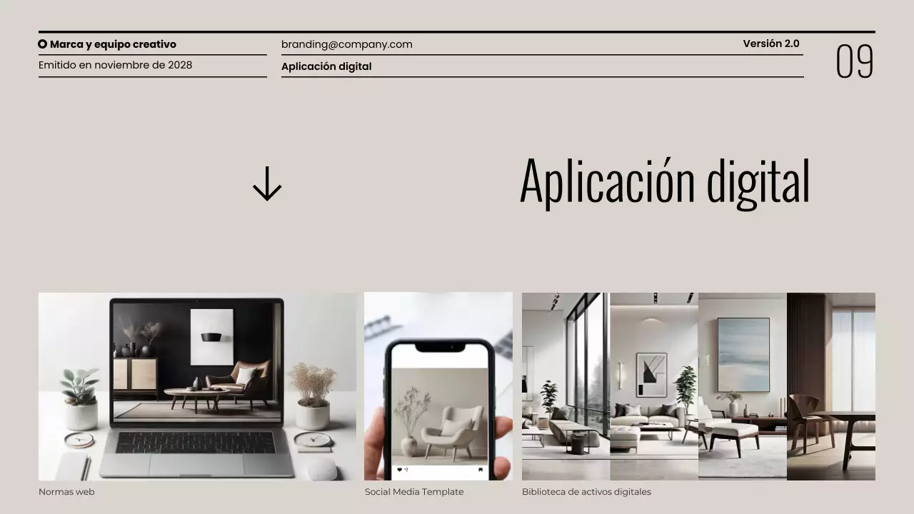Presentación minimalista de las directrices de marca