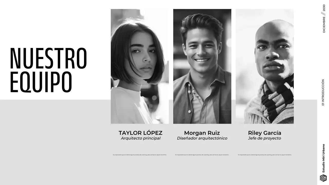 Presentación de cartera de arquitectura minimalista gris moderna