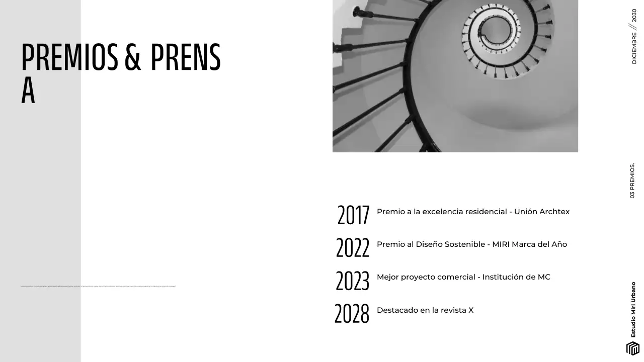 Presentación de cartera de arquitectura minimalista gris moderna