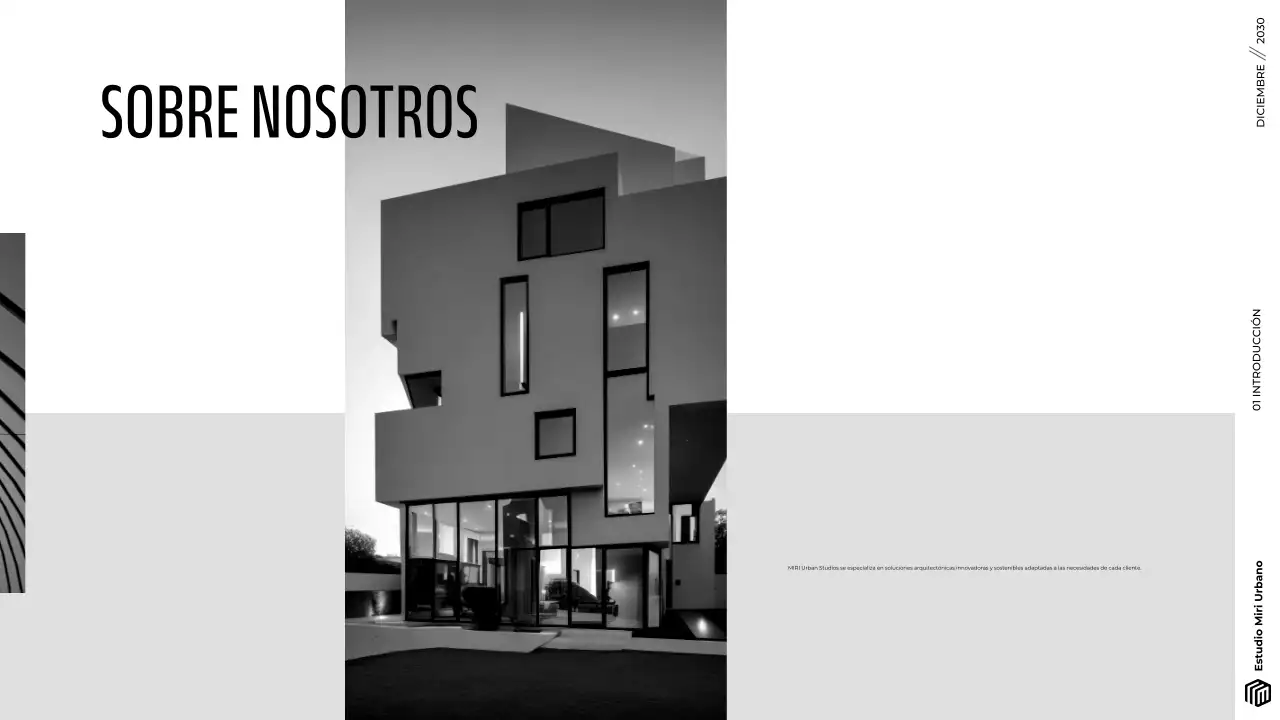 Presentación de cartera de arquitectura minimalista gris moderna