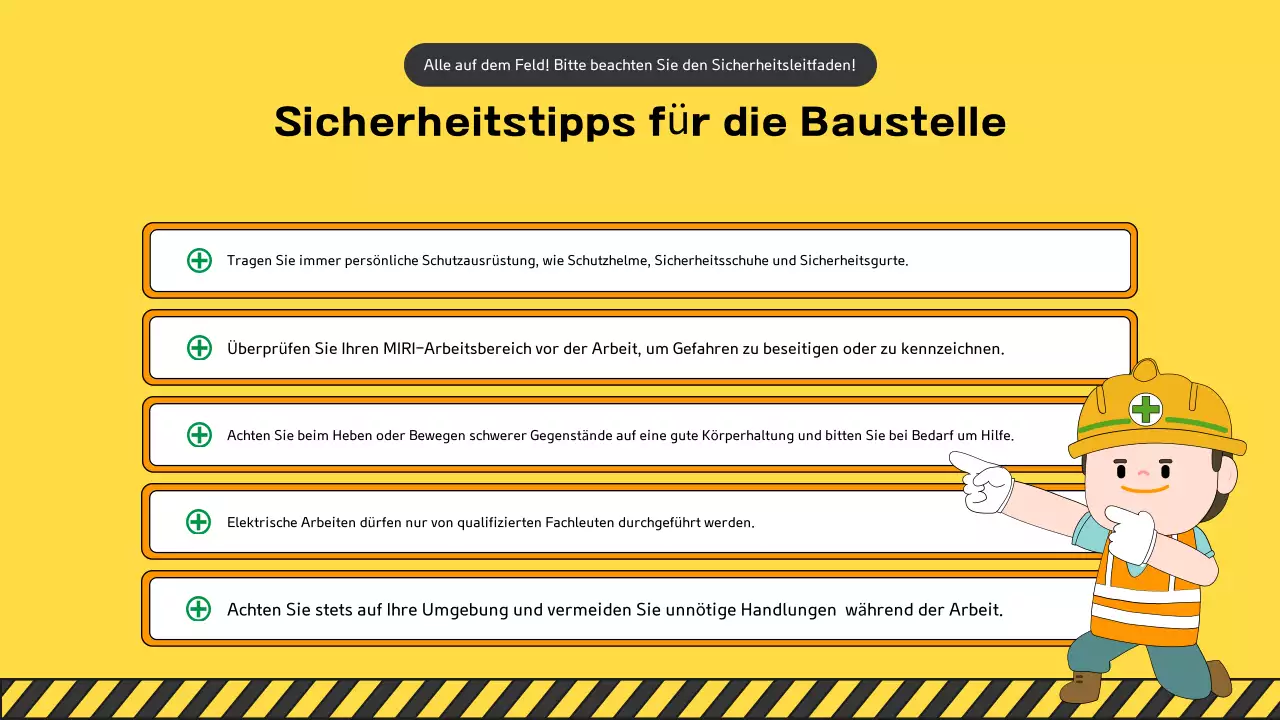 Eine Sammlung von niedlichen gelben und grünen Baustellen-Sicherheitshandbüchern