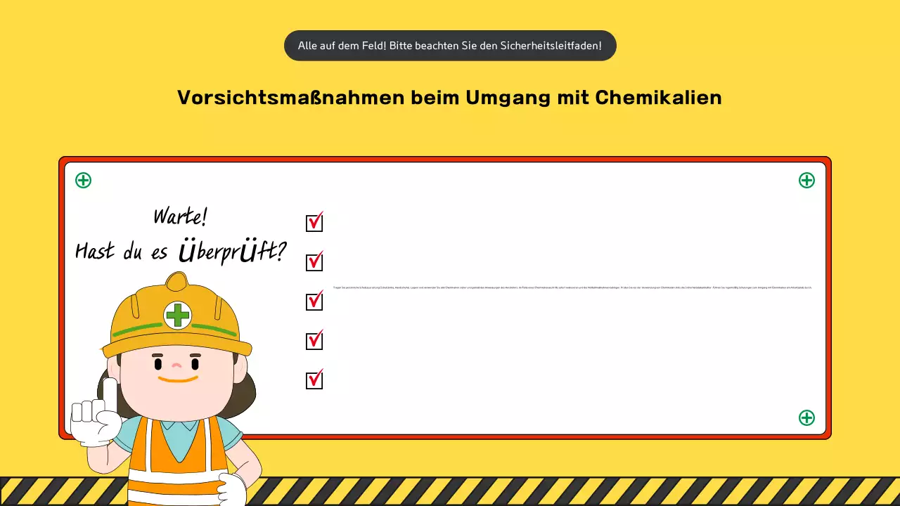 Eine Sammlung von niedlichen gelben und grünen Baustellen-Sicherheitshandbüchern