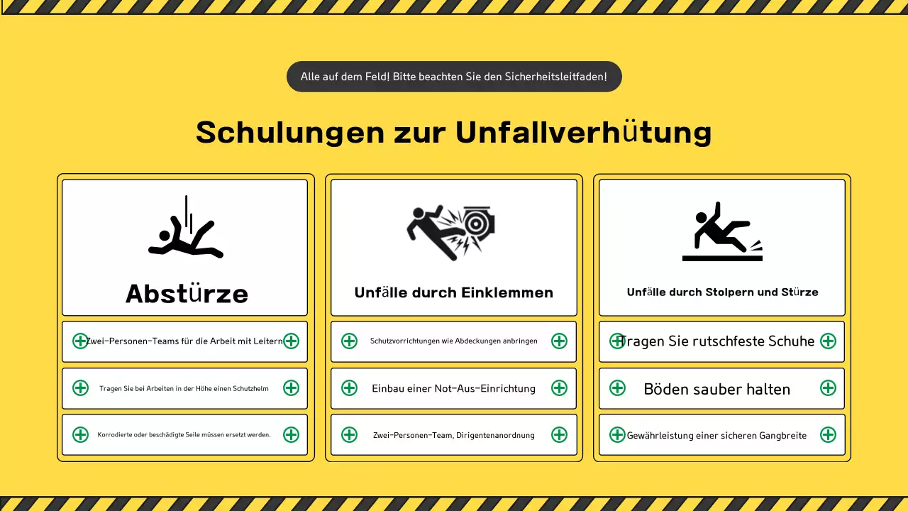 Eine Sammlung von niedlichen gelben und grünen Baustellen-Sicherheitshandbüchern