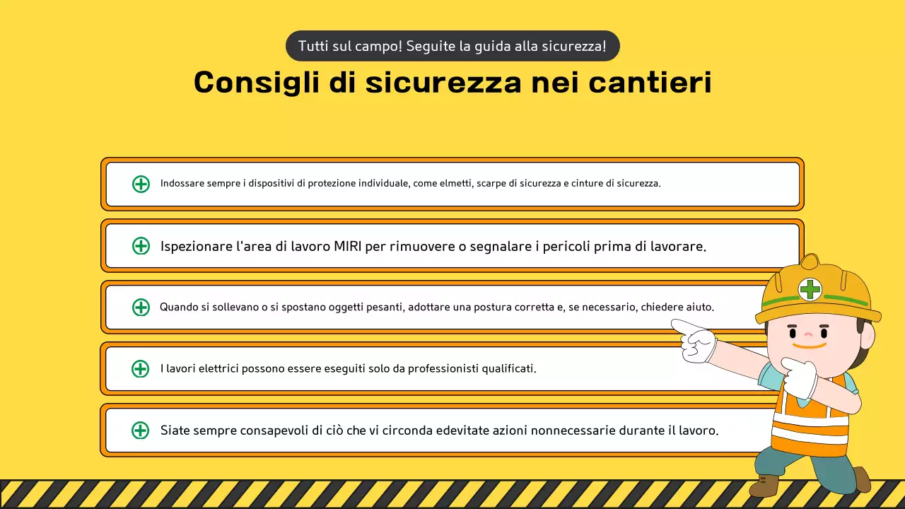 Una raccolta di simpatici manuali di sicurezza per cantieri gialli e verdi