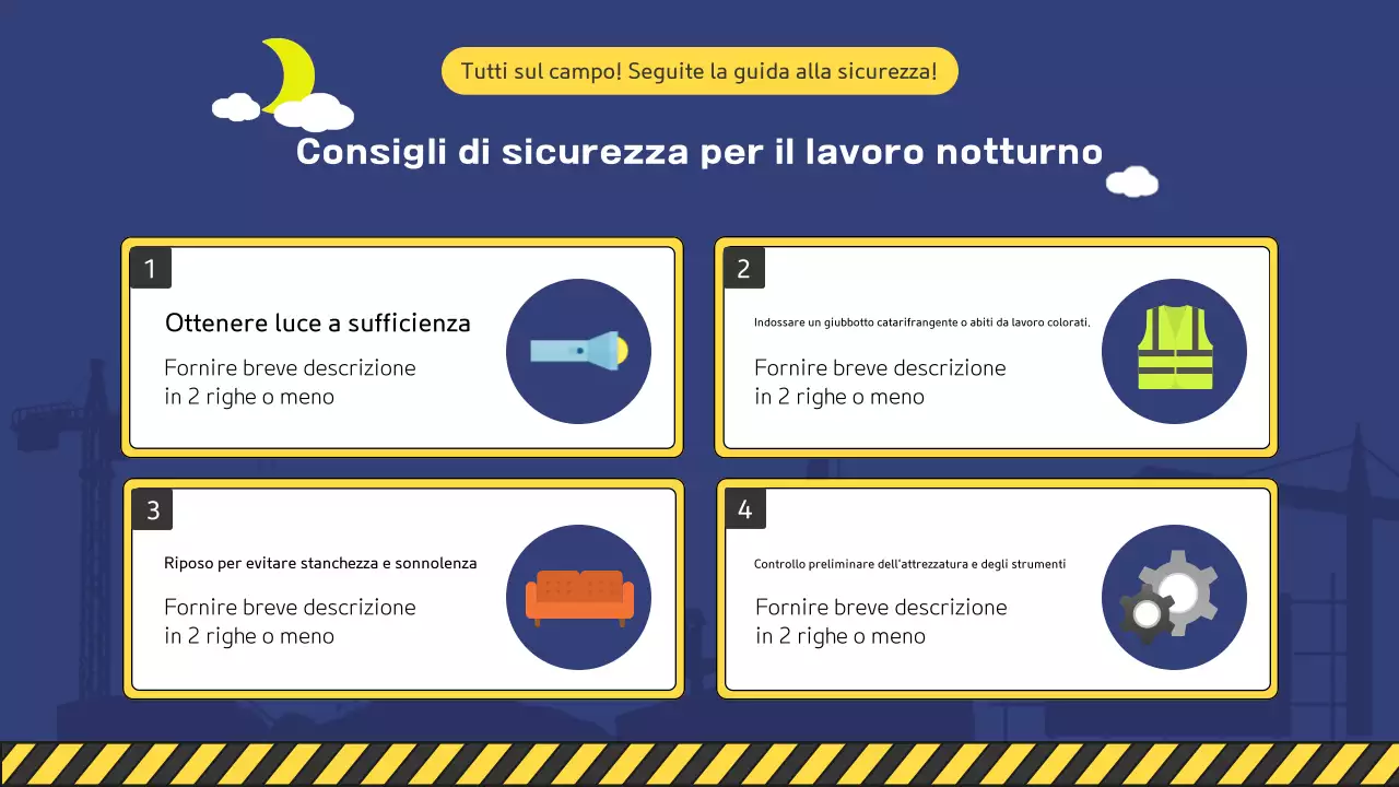 Una raccolta di simpatici manuali di sicurezza per cantieri gialli e verdi
