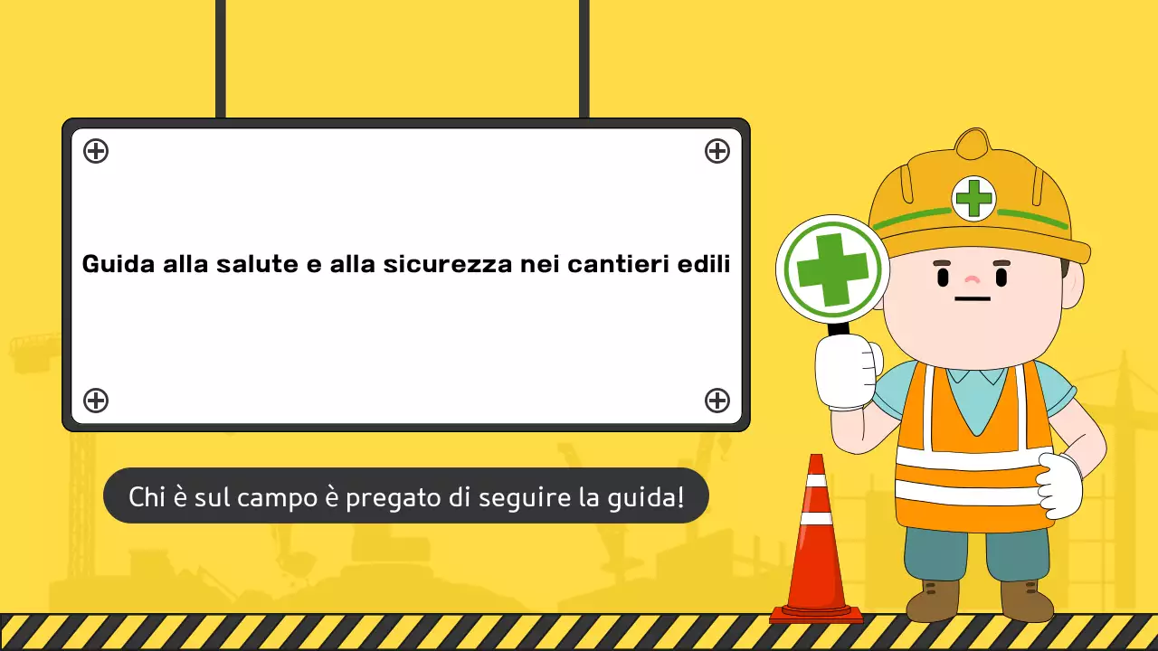 Una raccolta di simpatici manuali di sicurezza per cantieri gialli e verdi