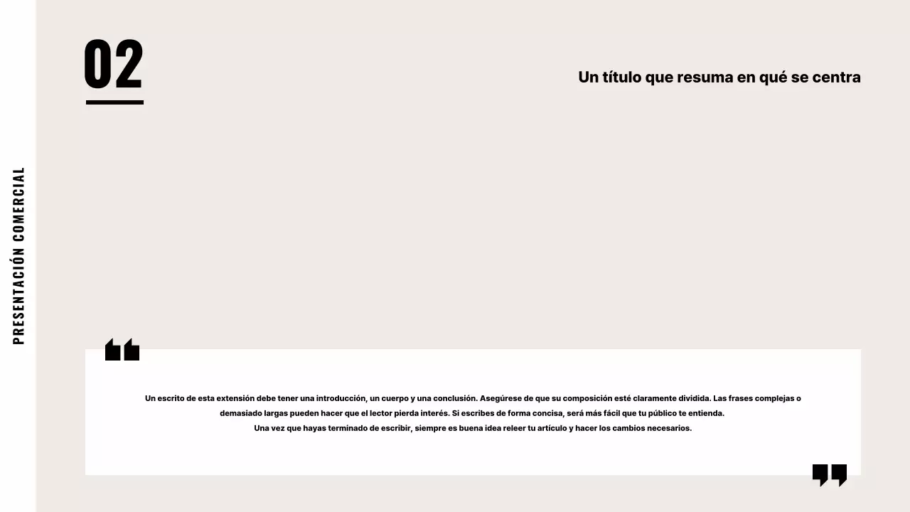 Descripción de la empresa por defecto en beige