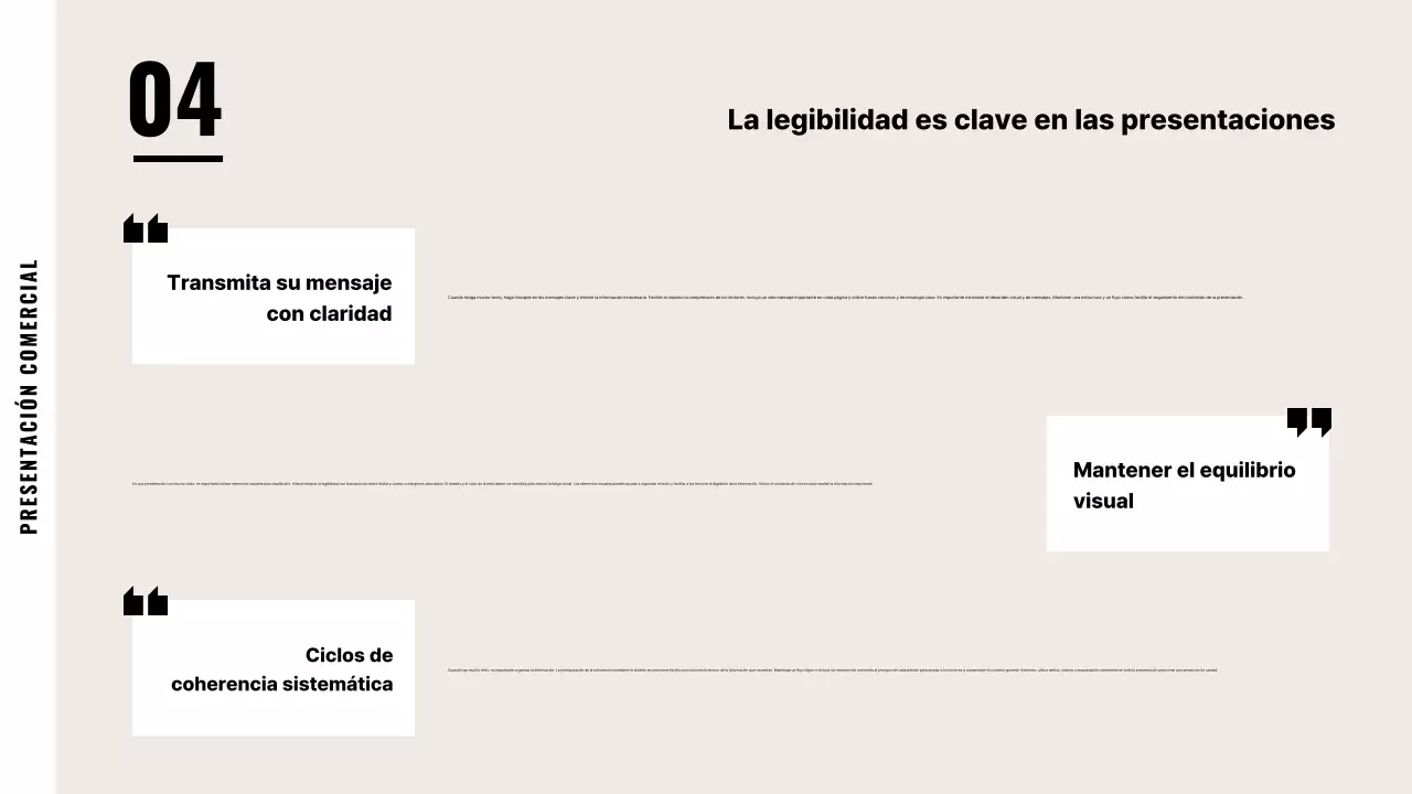 Descripción de la empresa por defecto en beige