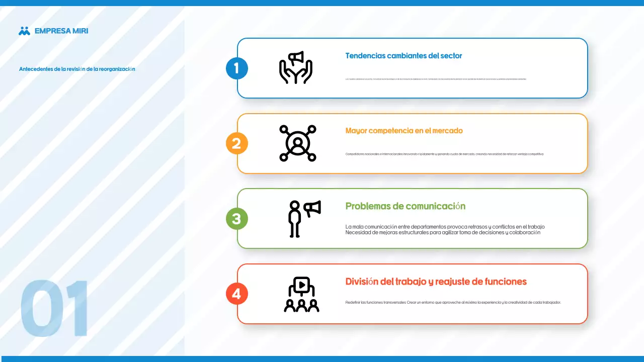 Guía sencilla de reorganización en azul claro
