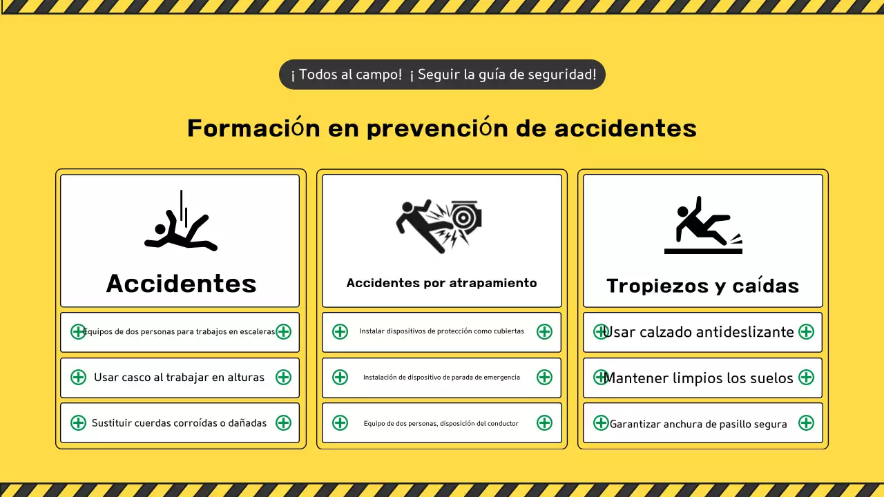 Una colección de simpáticos manuales amarillos y verdes de seguridad para obras de construcción