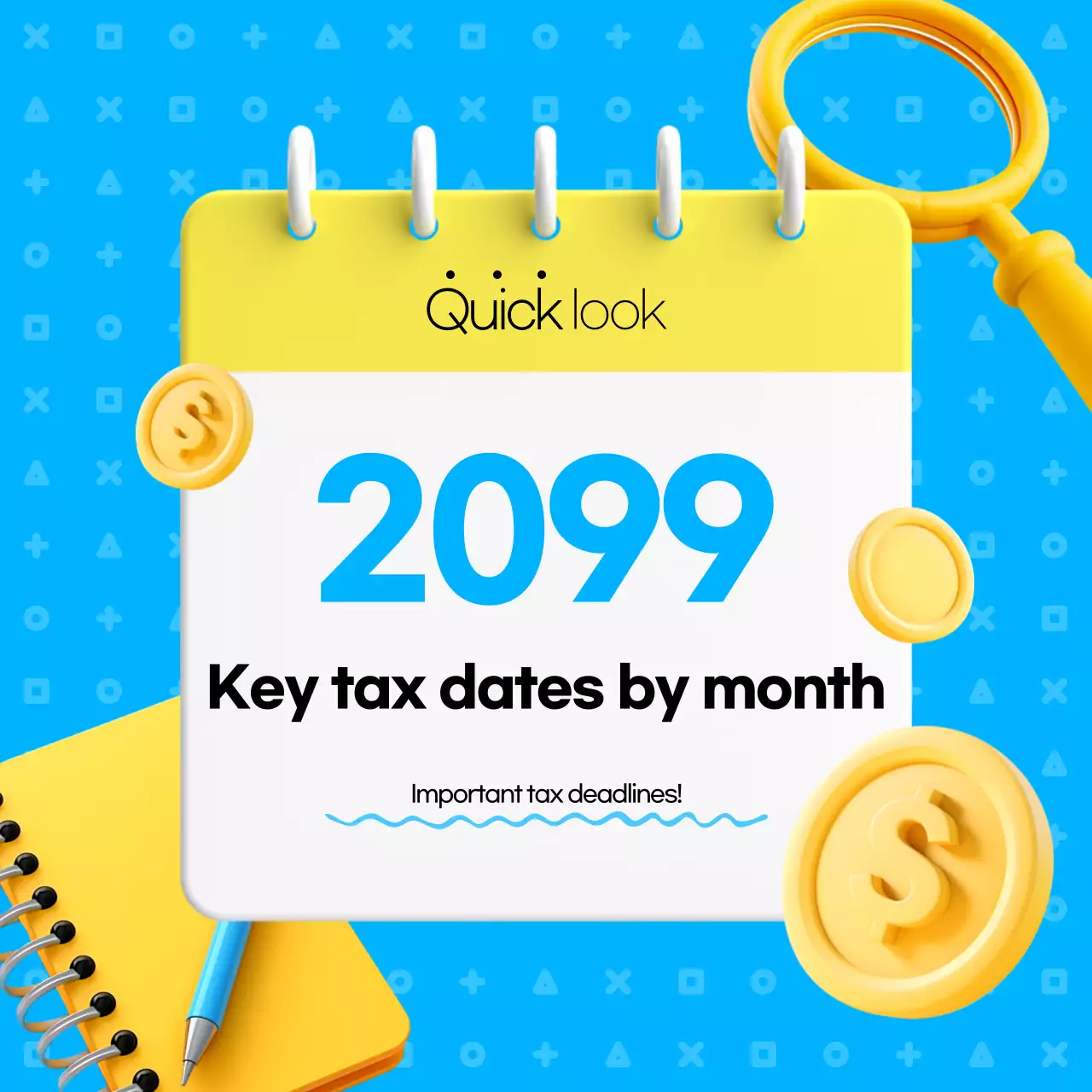 Guia de calendário de impostos moderno azul Instagram Carousel