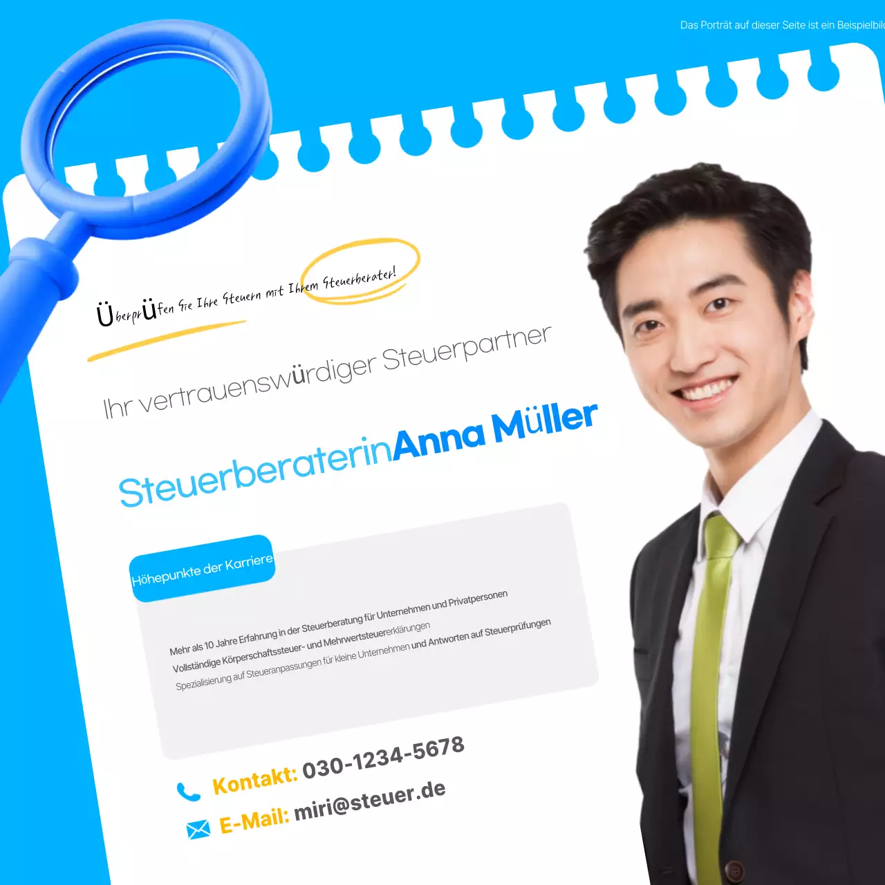 Blauer Moderner Steuerkalender