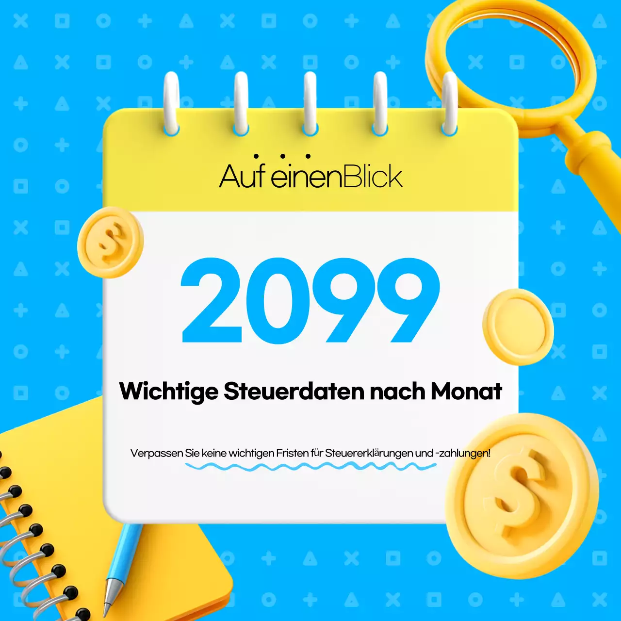 Blauer Moderner Steuerkalender