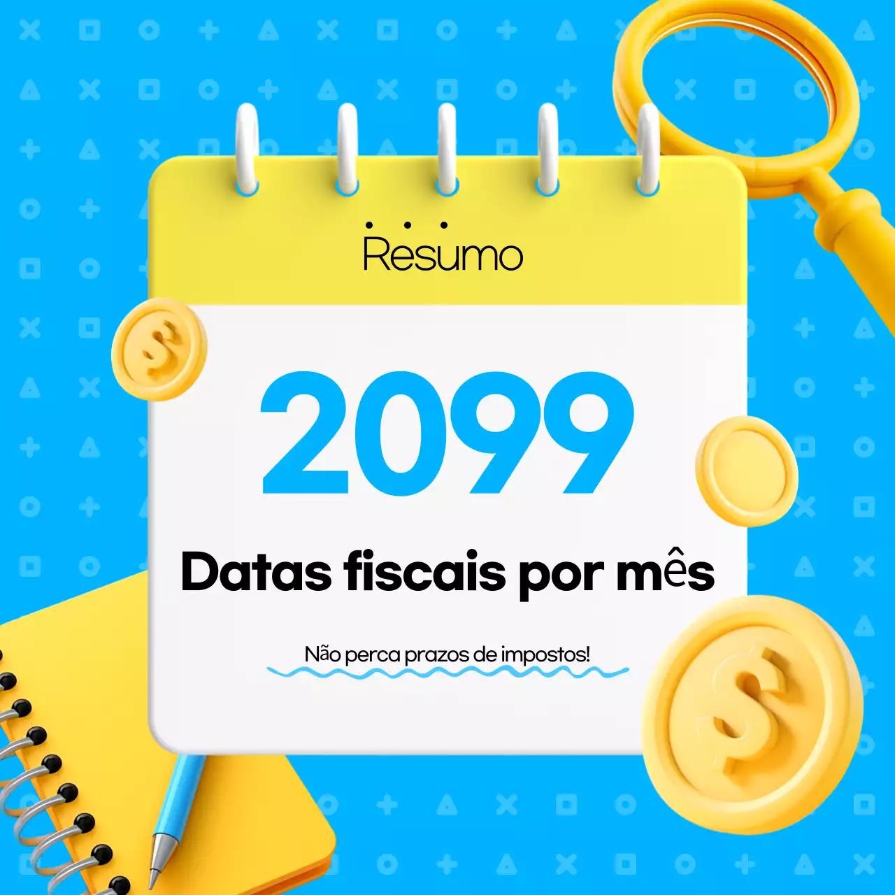 Calendário fiscal moderno azul