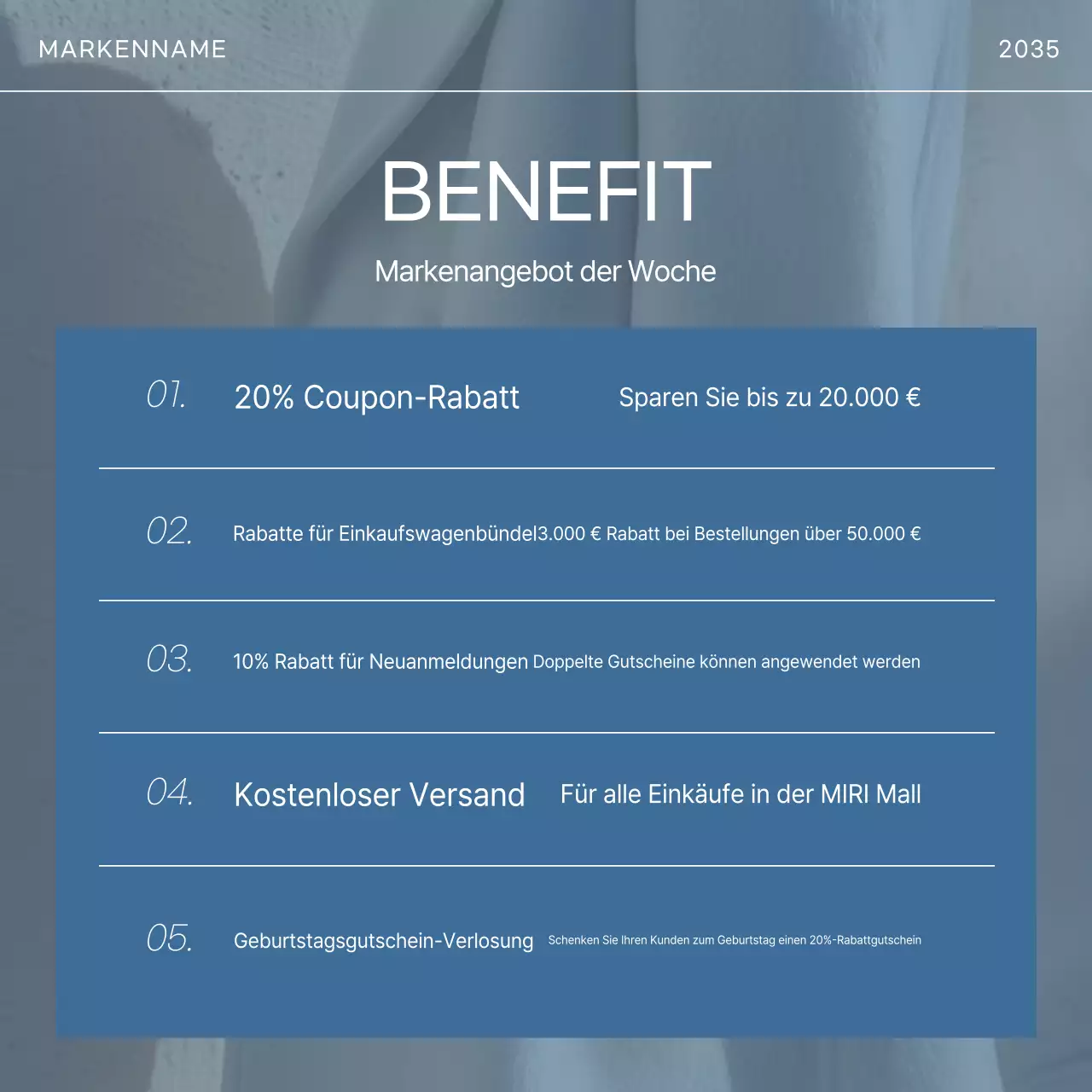 Hellblaue moderne Modeanzeige