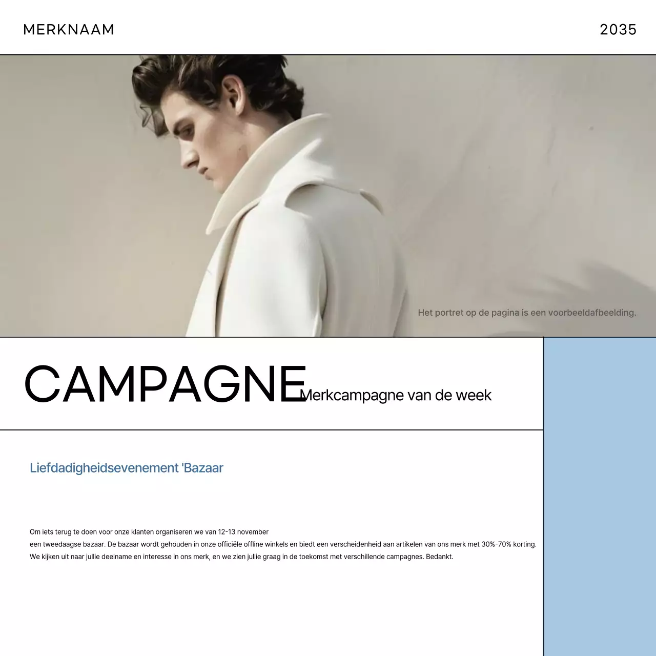 Lichtblauwe moderne mode advertentie