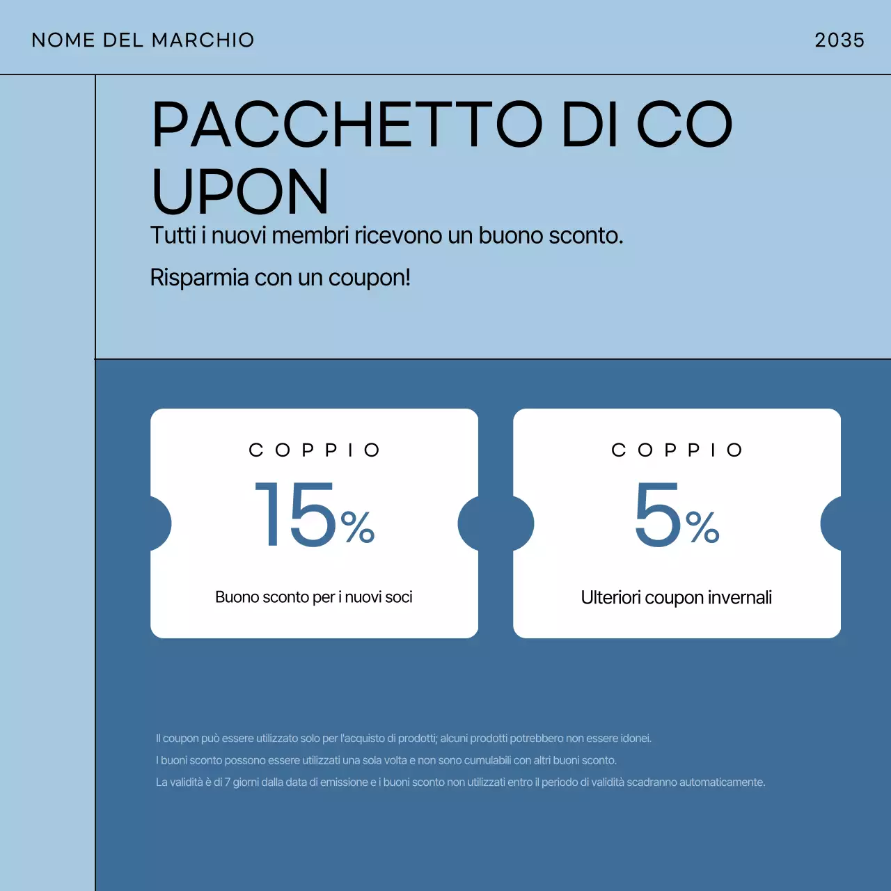 Annuncio di moda moderna di colore azzurro