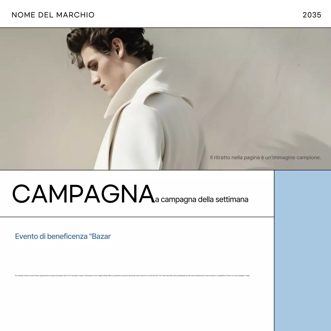 Annuncio di moda moderna di colore azzurro