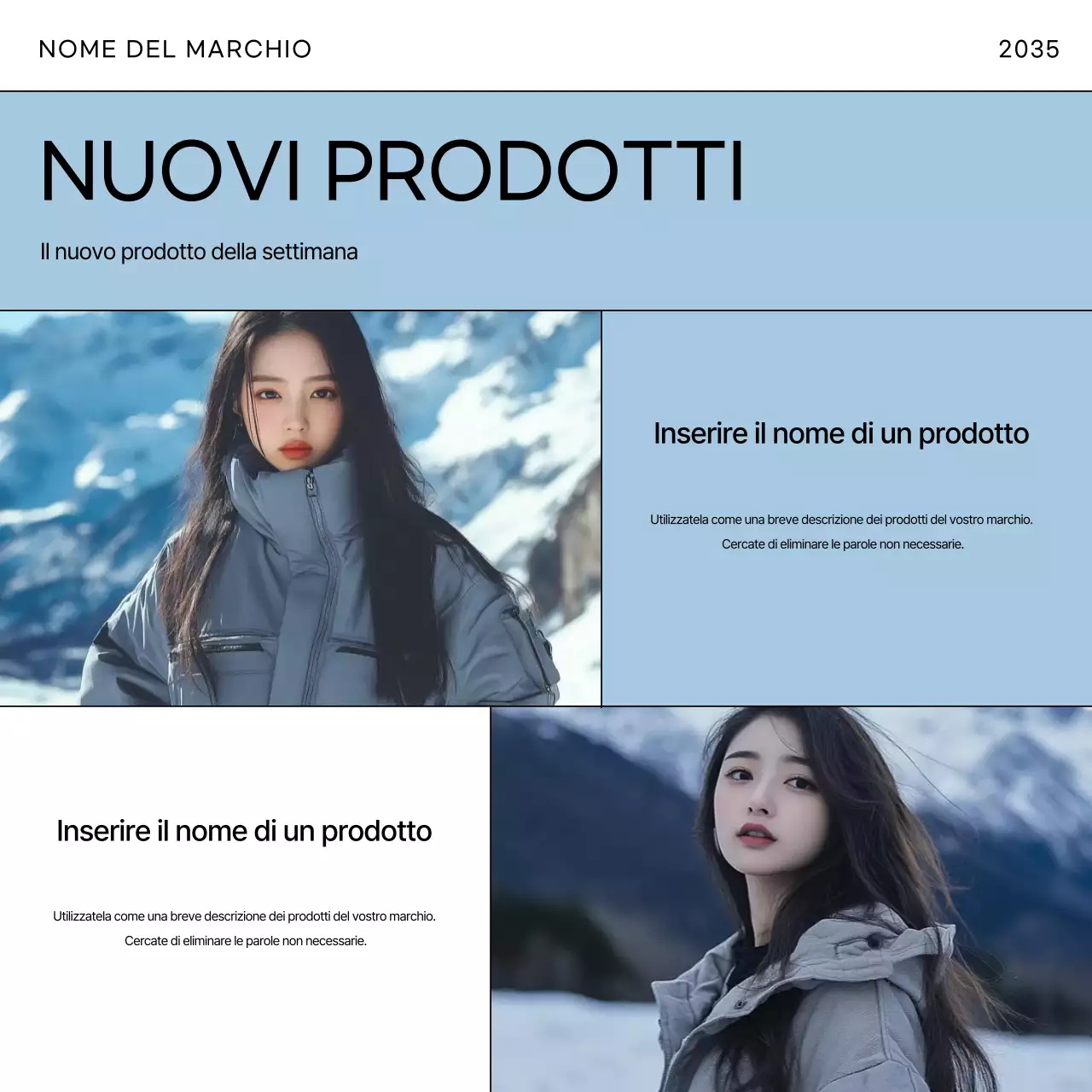 Annuncio di moda moderna di colore azzurro