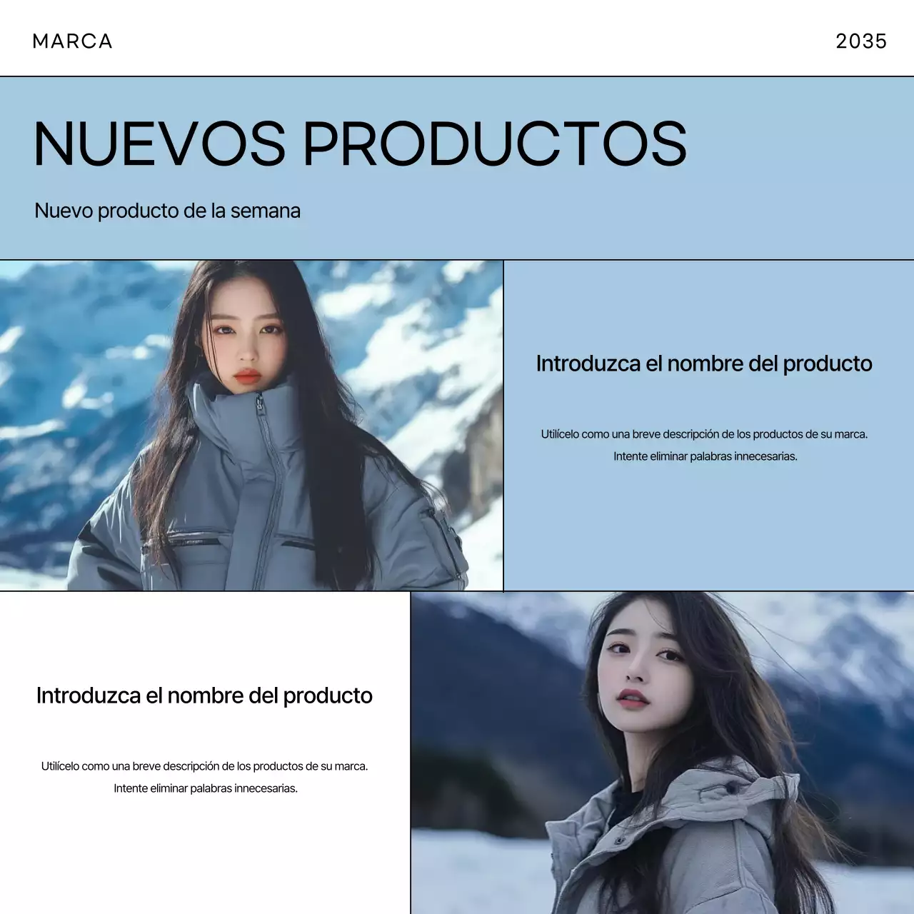 Anuncio de moda moderna en azul claro