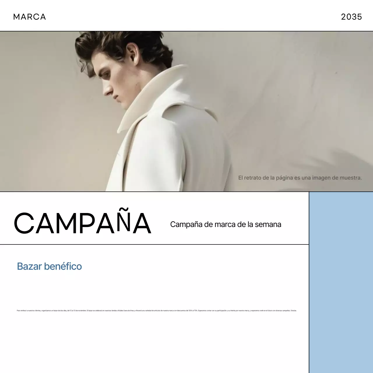 Anuncio de moda moderna en azul claro