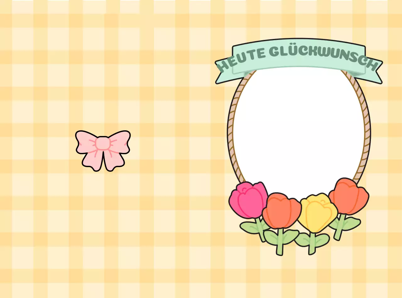 Kartenrahmen mit schachbrettartigem Hintergrund und hübscher Blumenillustration