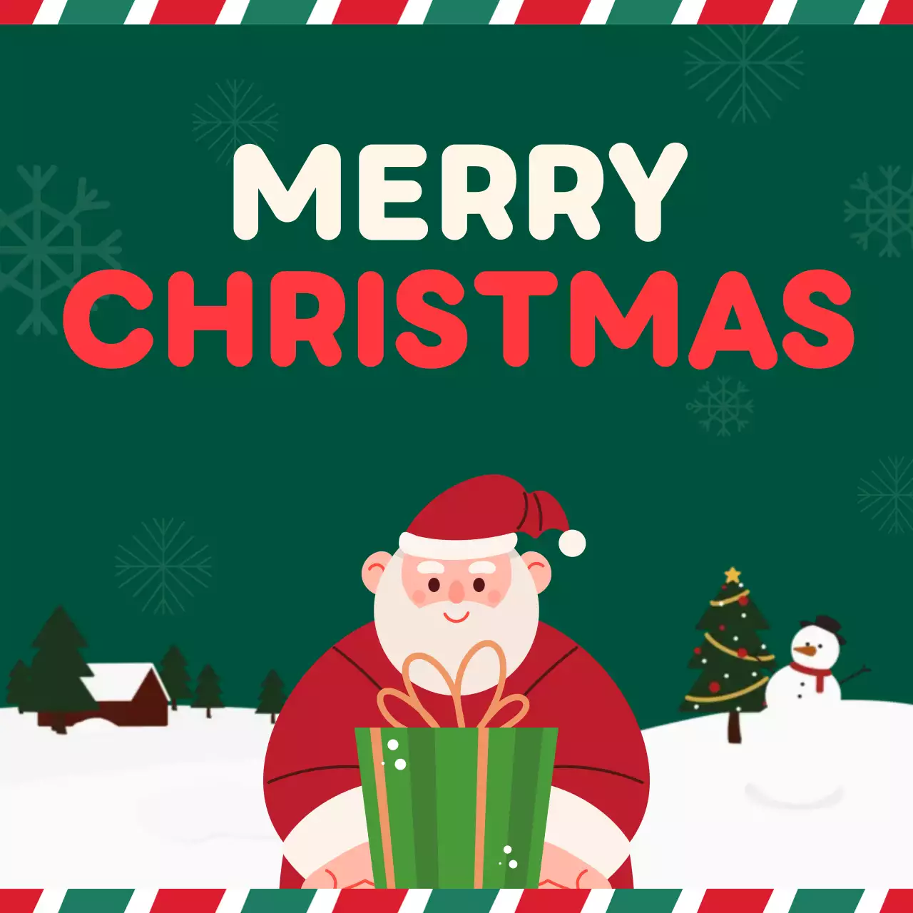 초록 아기자기한 크리스마스 카드