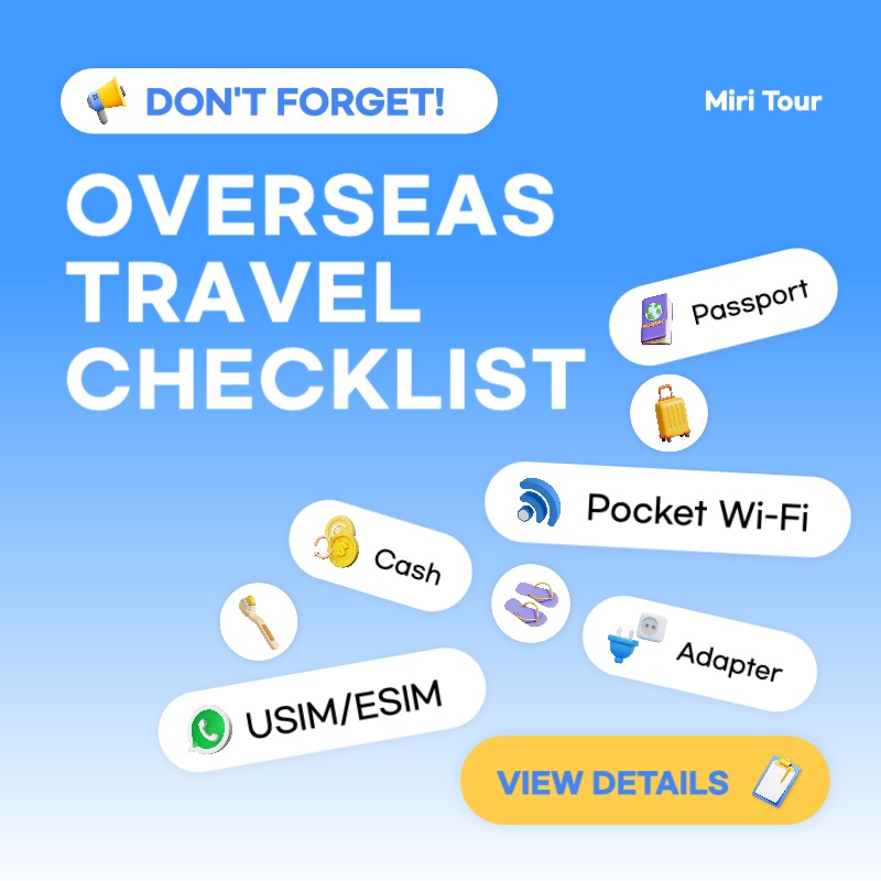 A blue-and-white travel packing checklist on trend for international travel