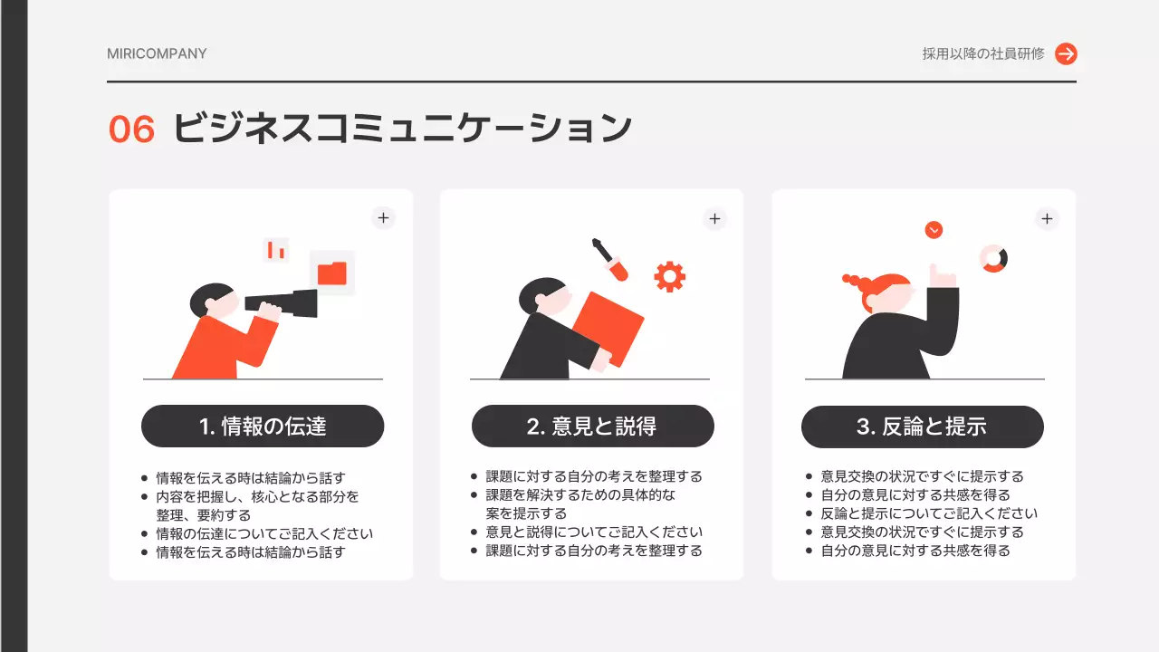 オレンジ シンプル 研修 プレゼンテーション
