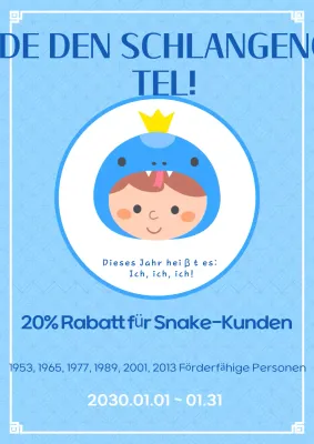 Einfache Schlange Tierkreiszeichen Kundenrabatt Veranstaltung Anzeige in hellblau und blau