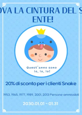 Semplice serpente zodiaco cliente sconto annuncio evento in azzurro e blu