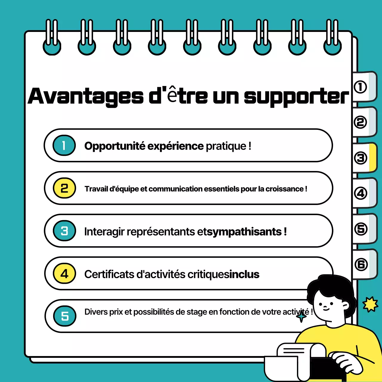 Avis de recrutement d'étudiants d'université pour des soutiens d'entreprise, bleu clair et propre