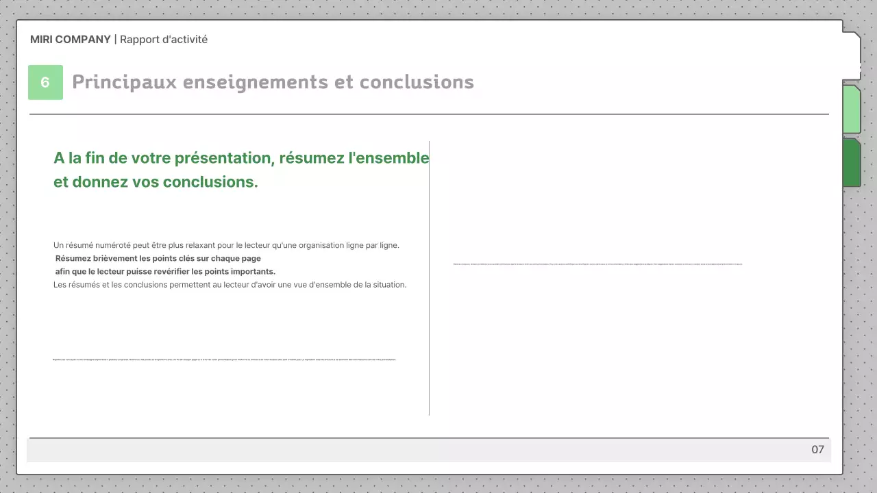 Description des rapports d'activité par défaut en gris