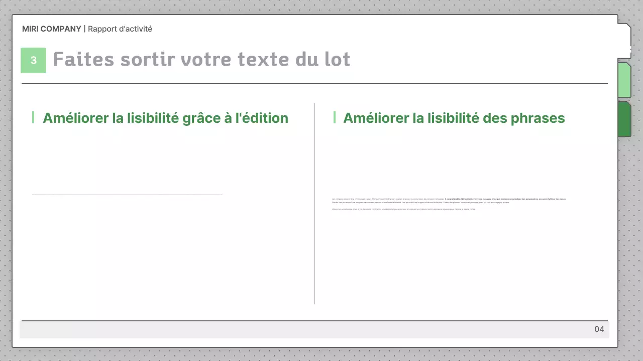 Description des rapports d'activité par défaut en gris