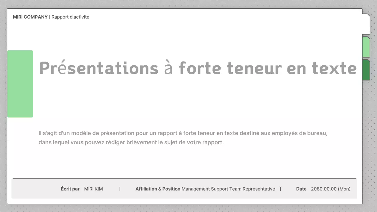 Description des rapports d'activité par défaut en gris