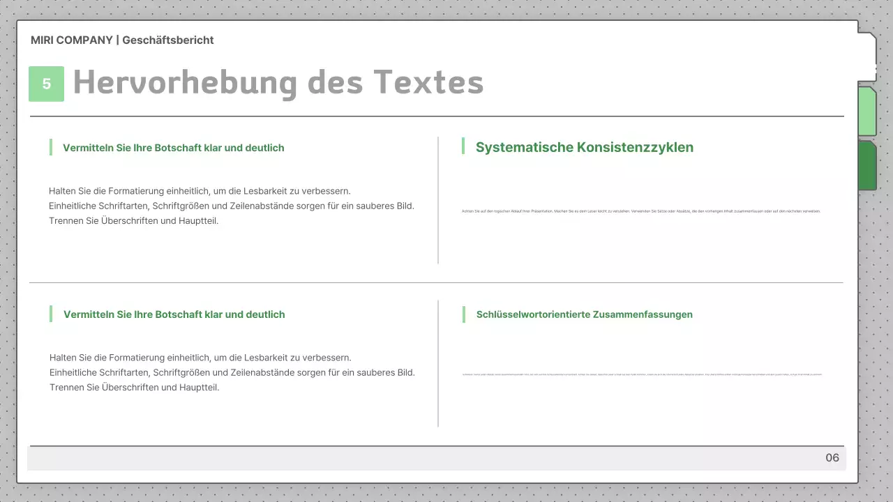 Graue Standardbeschreibungen für Geschäftsberichte