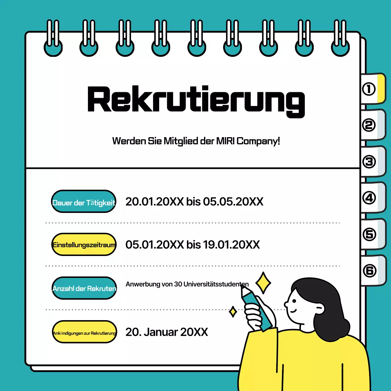 Hellblaue, saubere, von Unternehmen unterstützte Anzeige zur Anwerbung von Hochschulstudenten