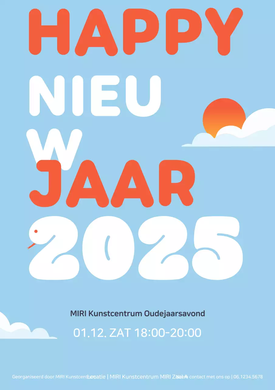 Lichtblauwe eenvoudige nieuwjaarsviering